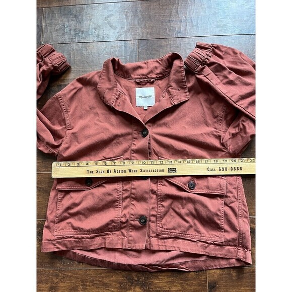 MADEWELL Button Jacket Coat in Brick Balloon Sleeves Collared Women's Size Small - Picture 4 of 7
